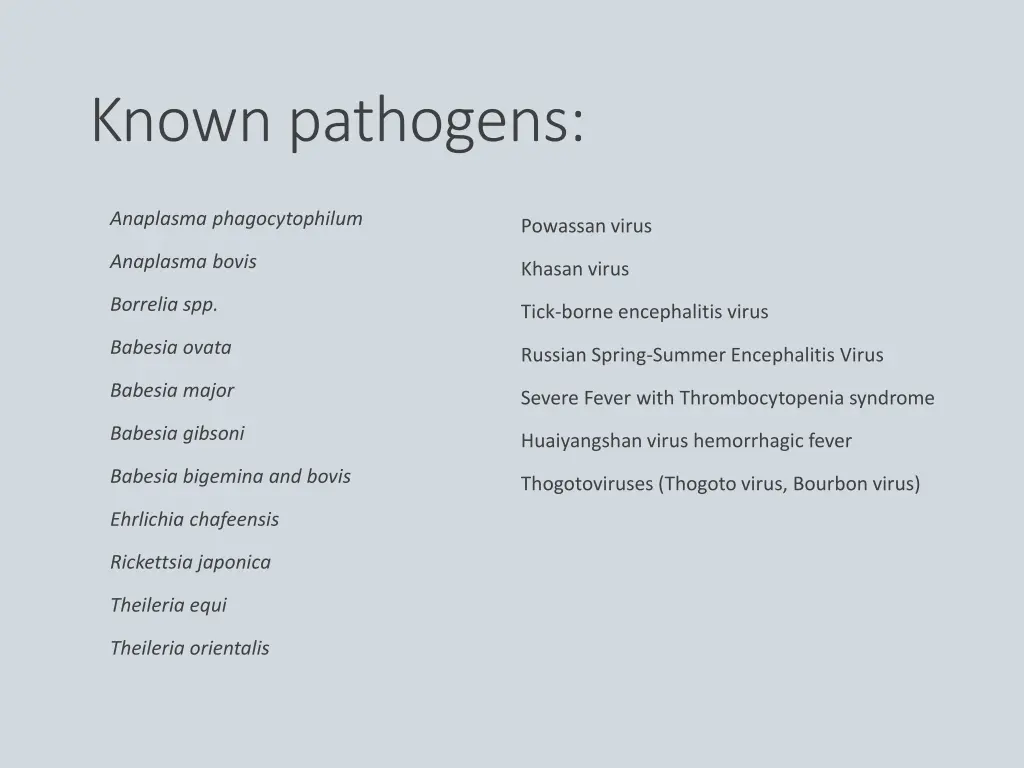 known pathogens