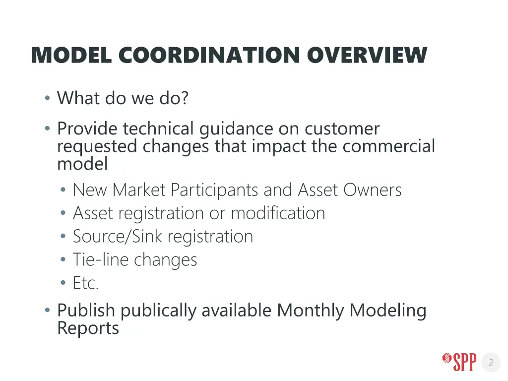 model coordination overview