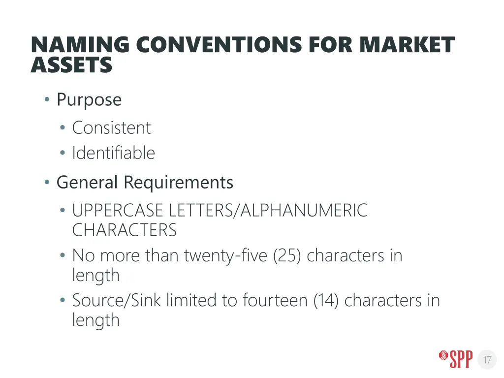 naming conventions for market assets purpose