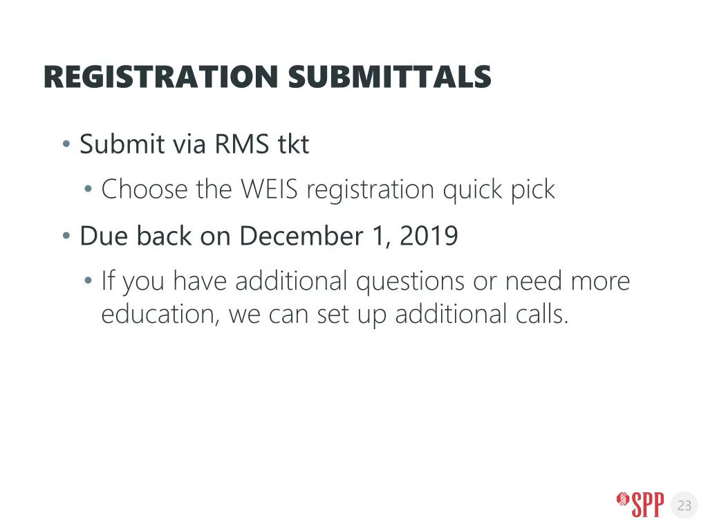 registration submittals