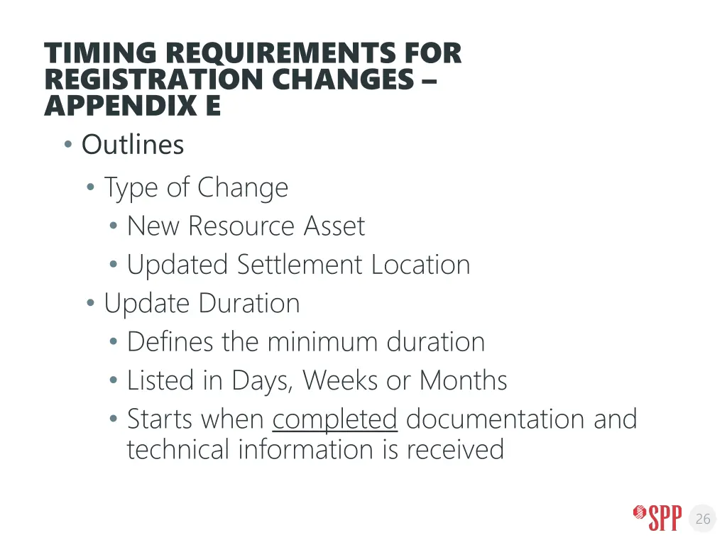 timing requirements for registration changes