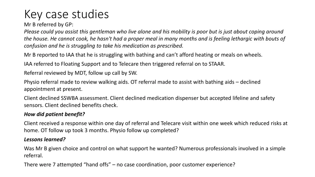 key case studies mr b referred by gp please could