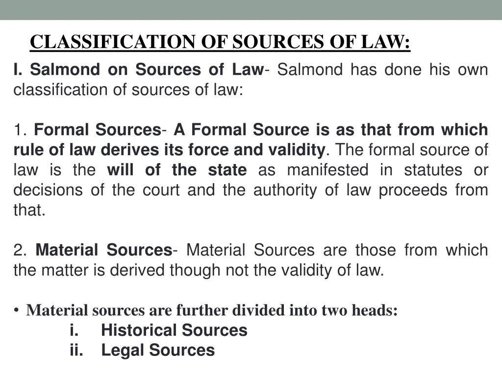 classification of sources of law