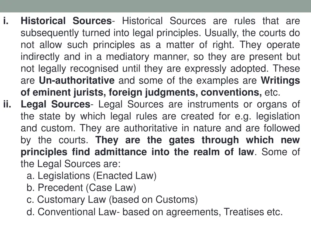 historical sources historical sources are rules