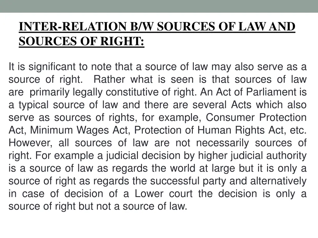 inter relation b w sources of law and sources