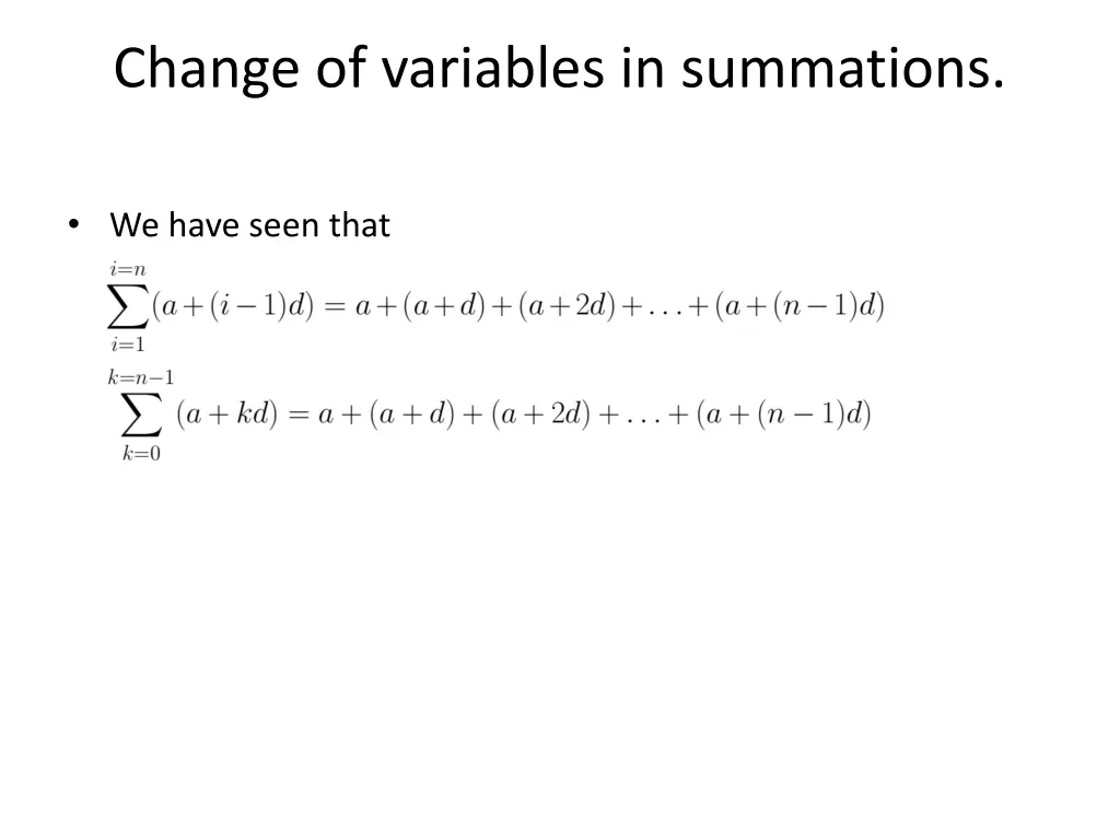 change of variables in summations