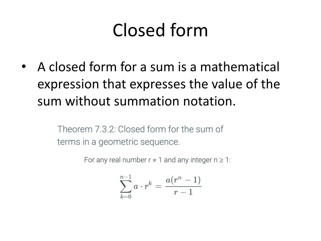 closed form 1