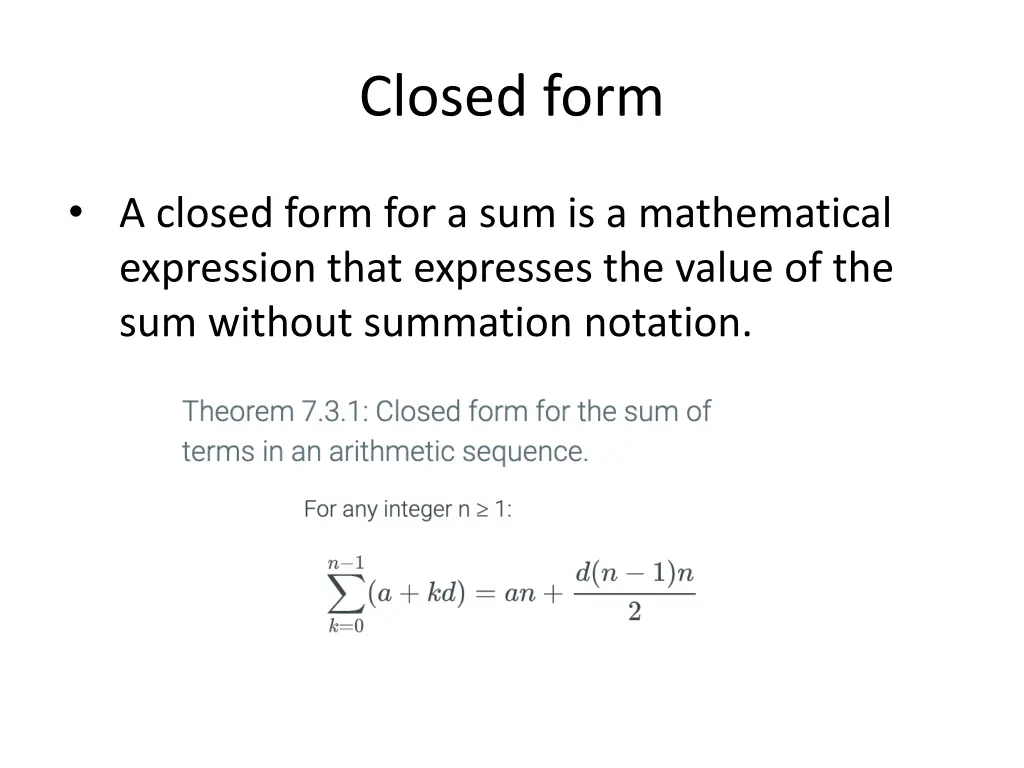 closed form