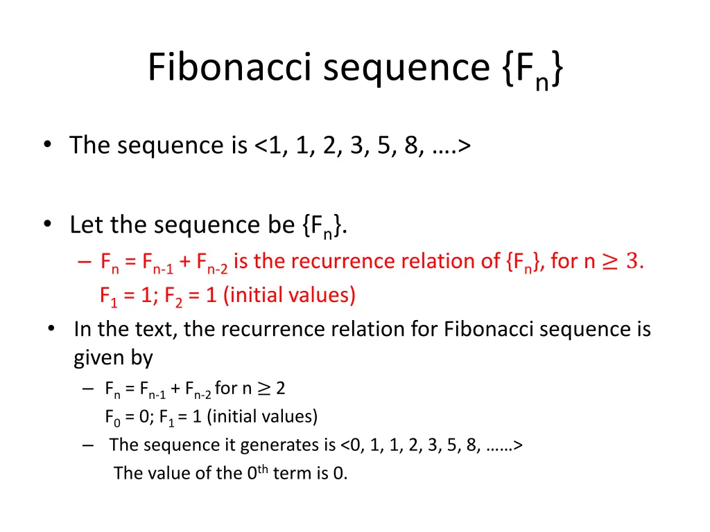 fibonacci sequence f n