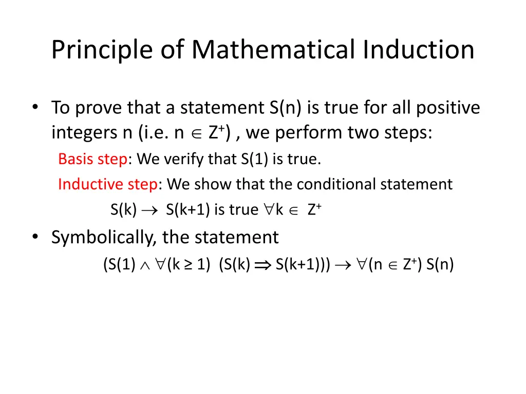 principle of mathematical induction