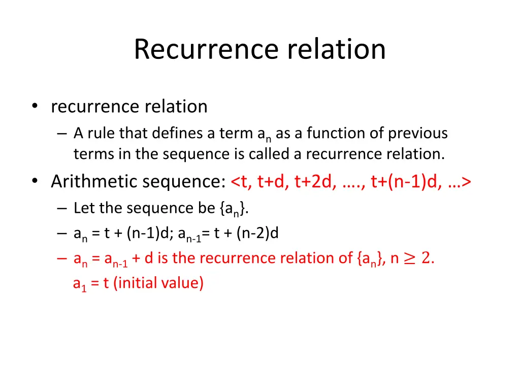 recurrence relation