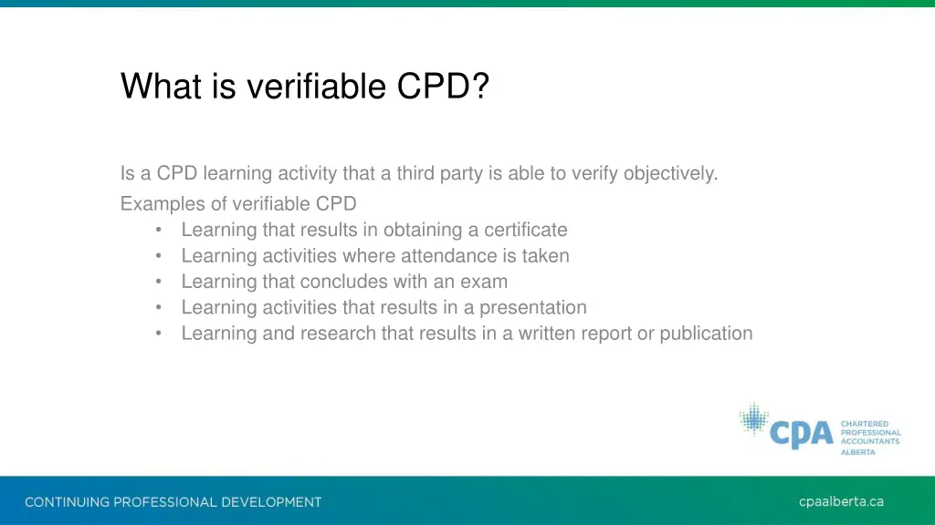 what is verifiable cpd