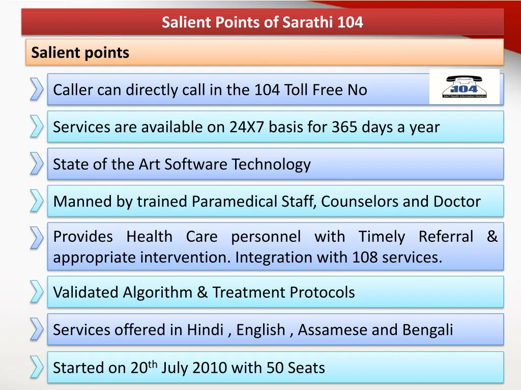 salient points of sarathi 104