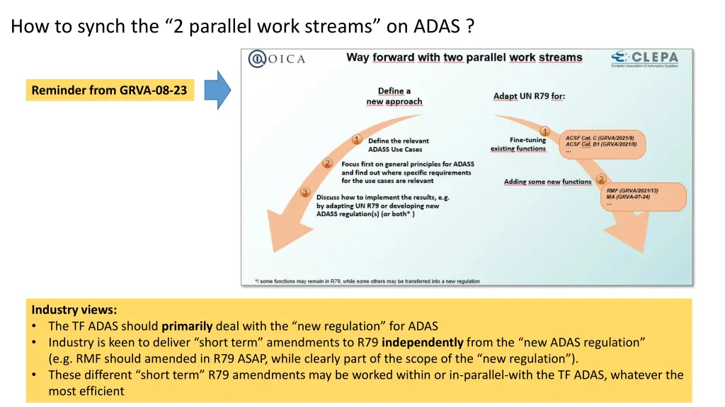 how to synch the 2 parallel work streams on adas