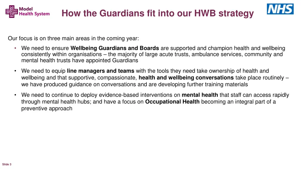 how the guardians fit into our hwb strategy