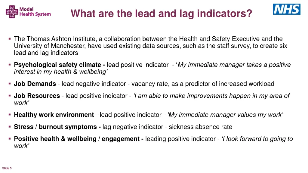 what are the lead and lag indicators