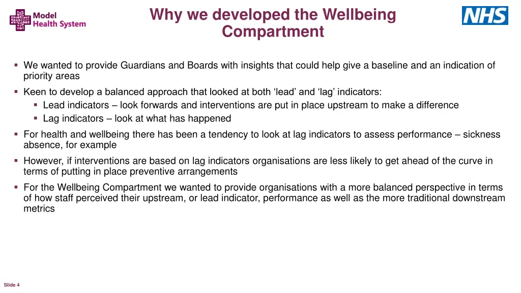 why we developed the wellbeing compartment