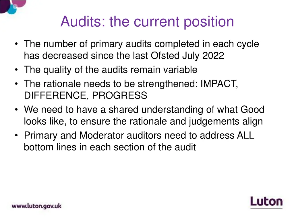 audits the current position