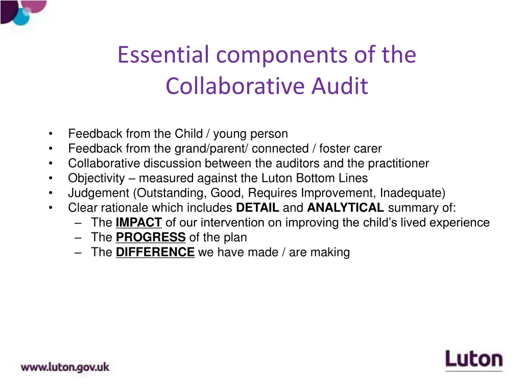 essential components of the collaborative audit