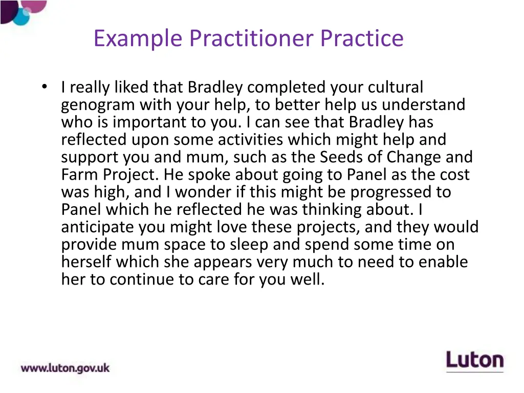 example practitioner practice 1