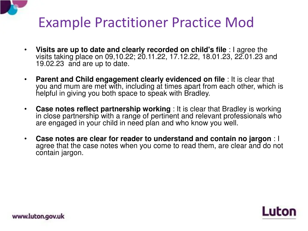 example practitioner practice mod