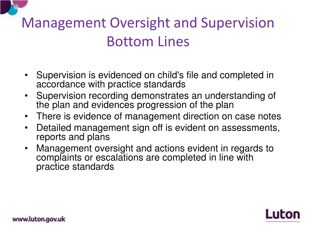 management oversight and supervision bottom lines