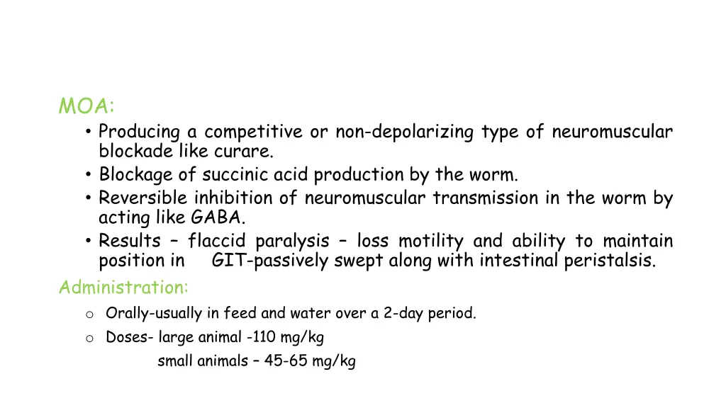 moa producing a competitive or non depolarizing