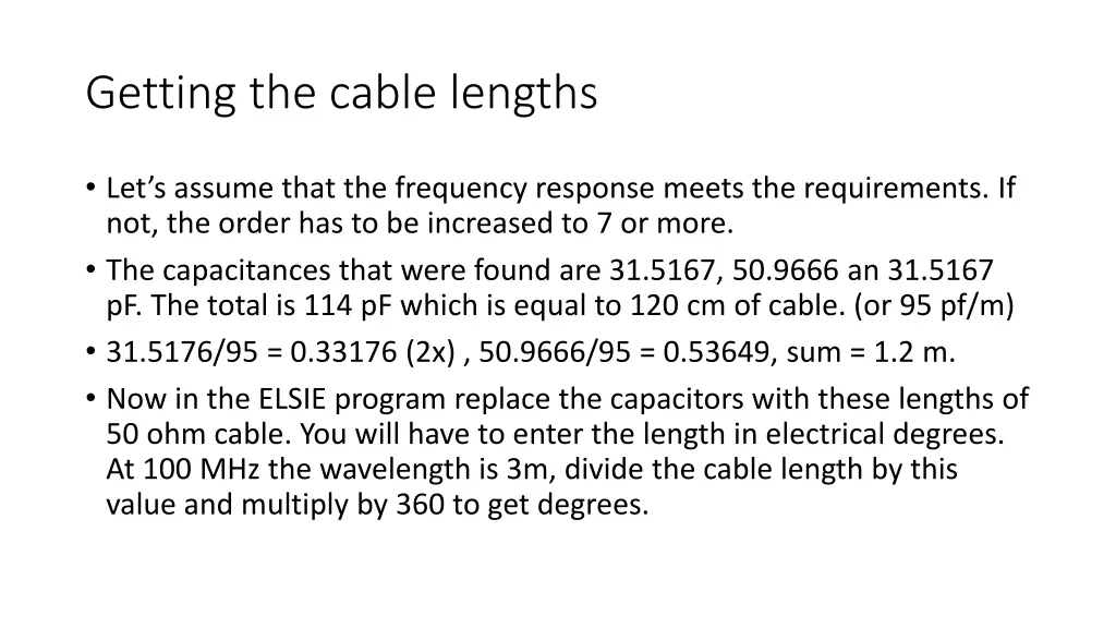 getting the cable lengths