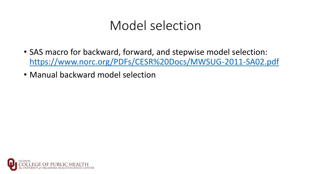 model selection