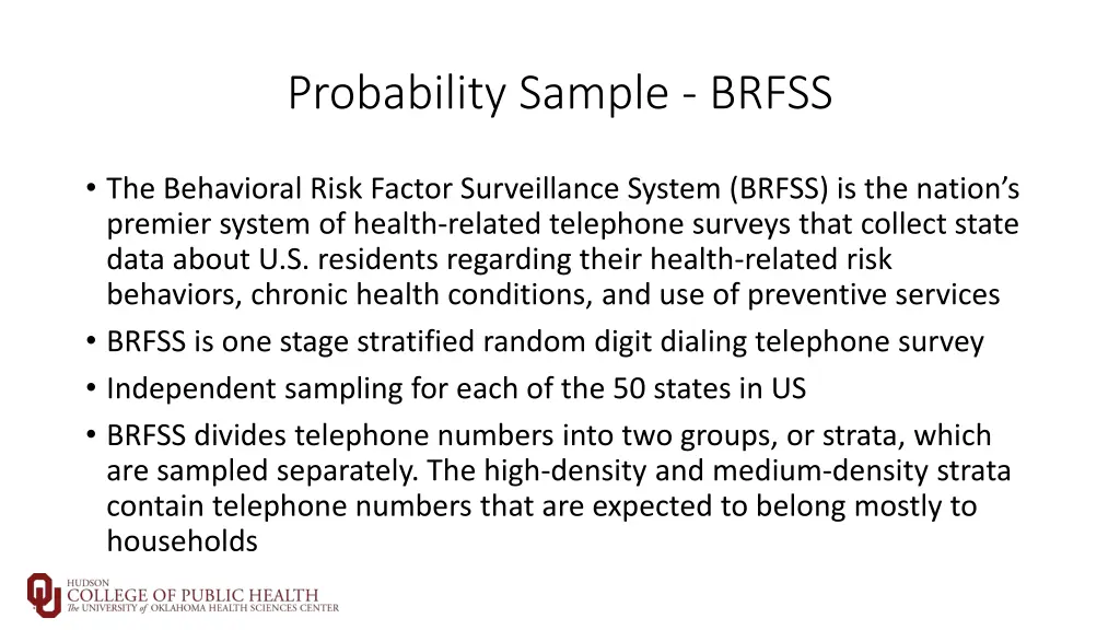 probability sample brfss