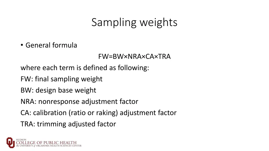 sampling weights