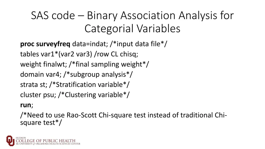 sas code binary association analysis 1