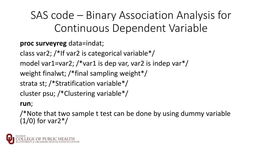 sas code binary association analysis