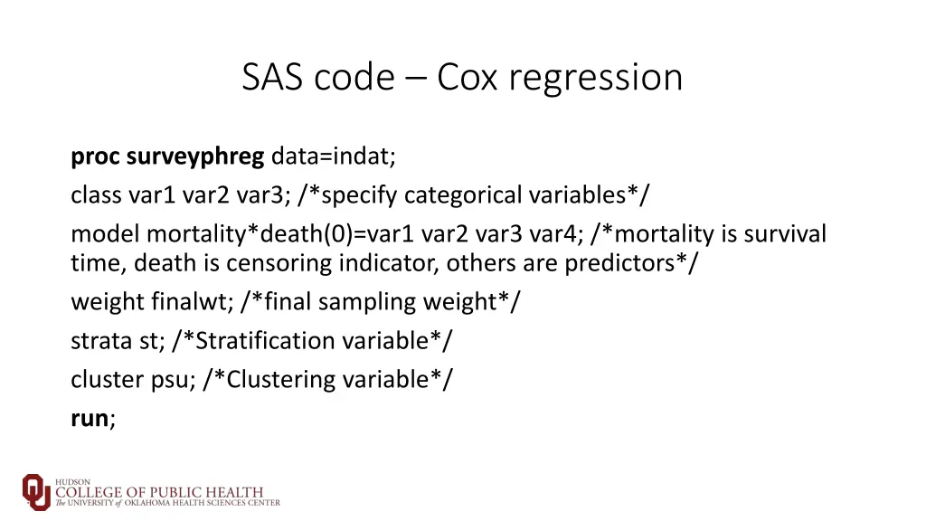 sas code cox regression