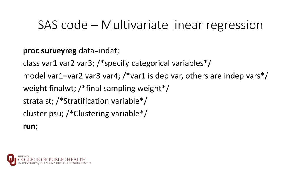 sas code multivariate linear regression