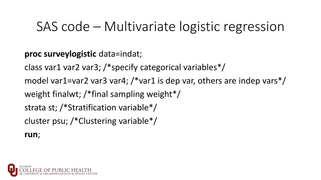 sas code multivariate logistic regression