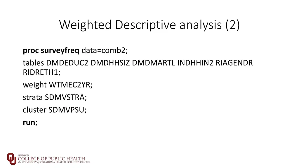 weighted descriptive analysis 2