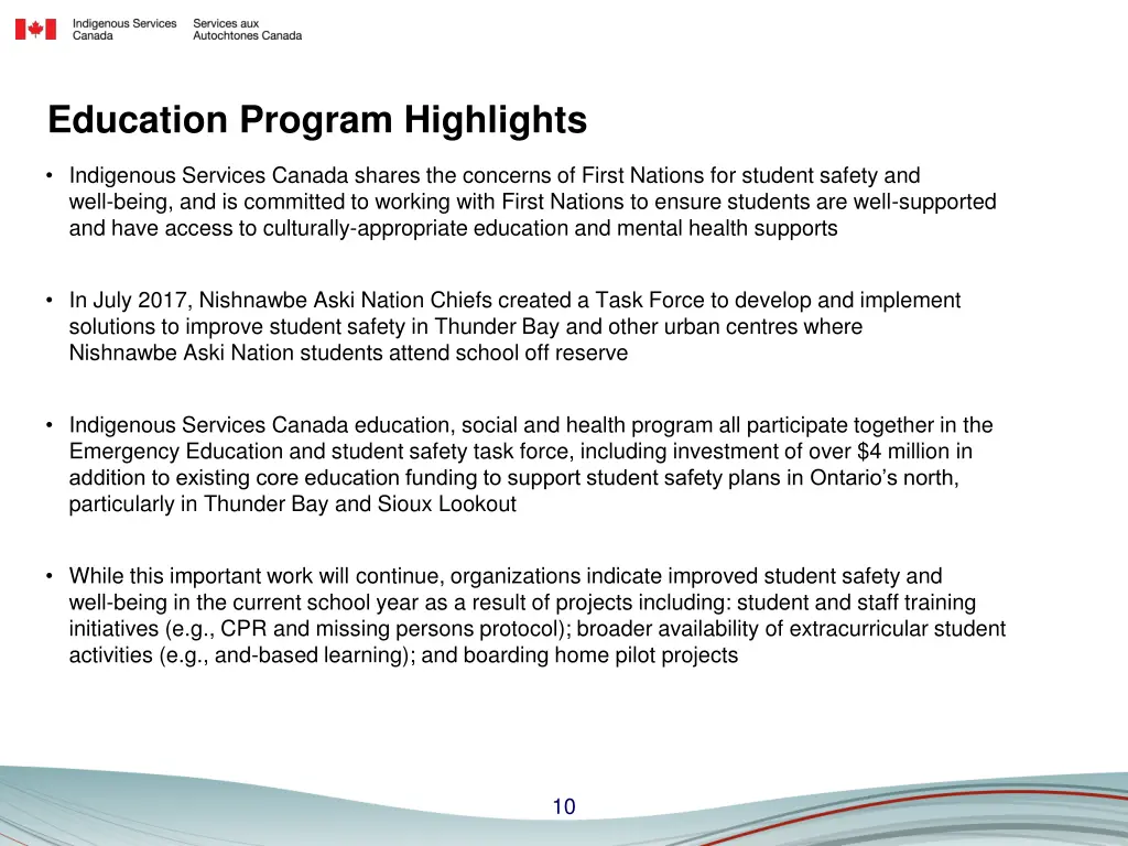 education program highlights