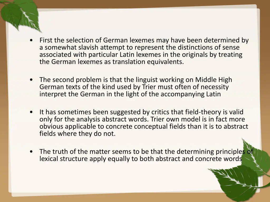 first the selection of german lexemes may have