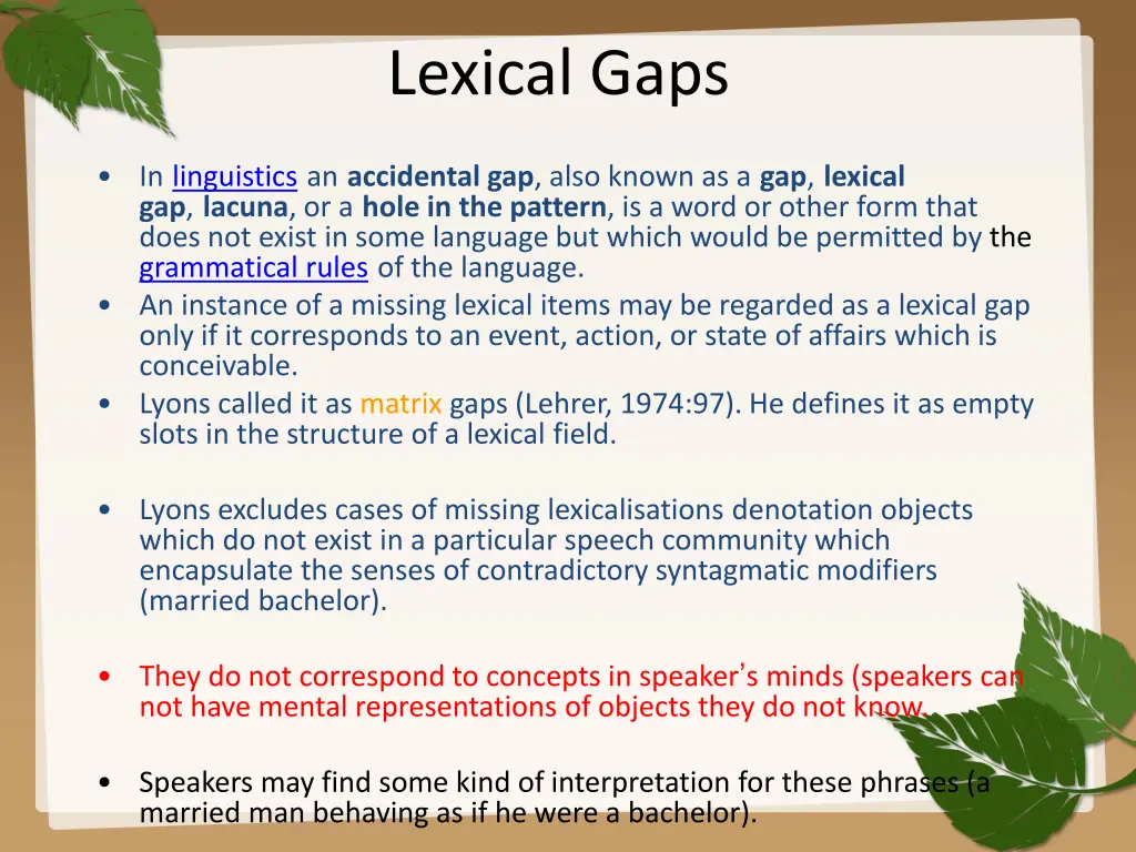 lexical gaps