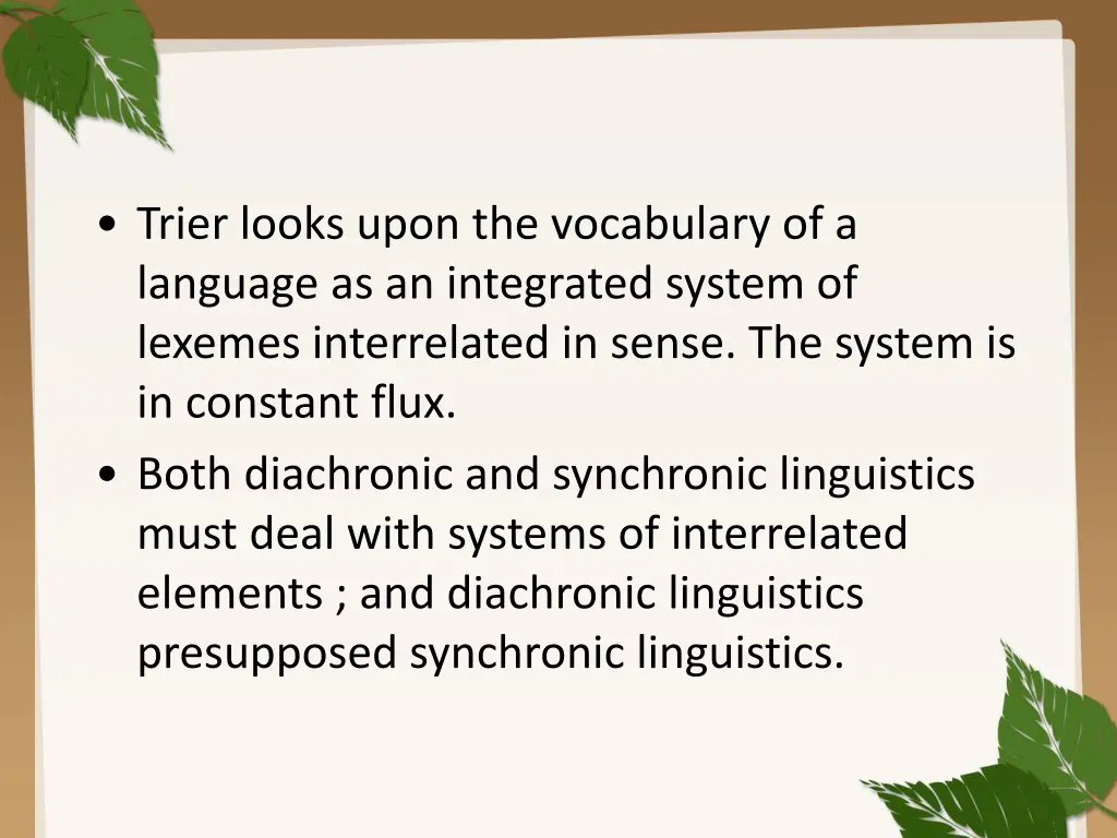 trier looks upon the vocabulary of a language