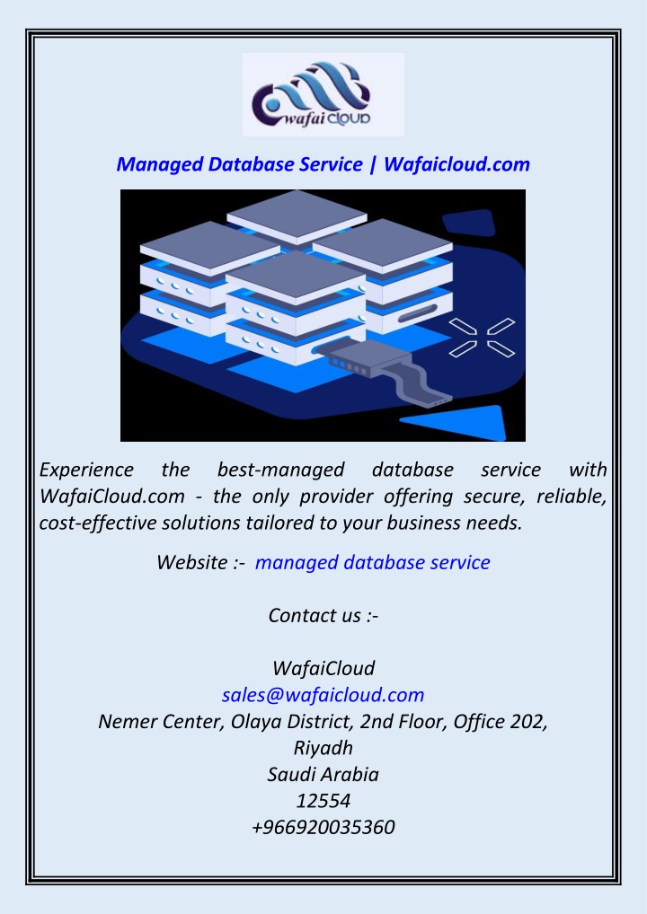 managed database service wafaicloud com