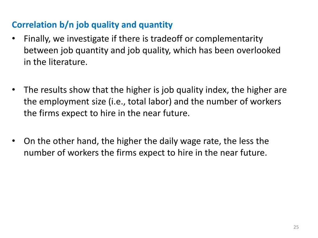 correlation b n job quality and quantity finally