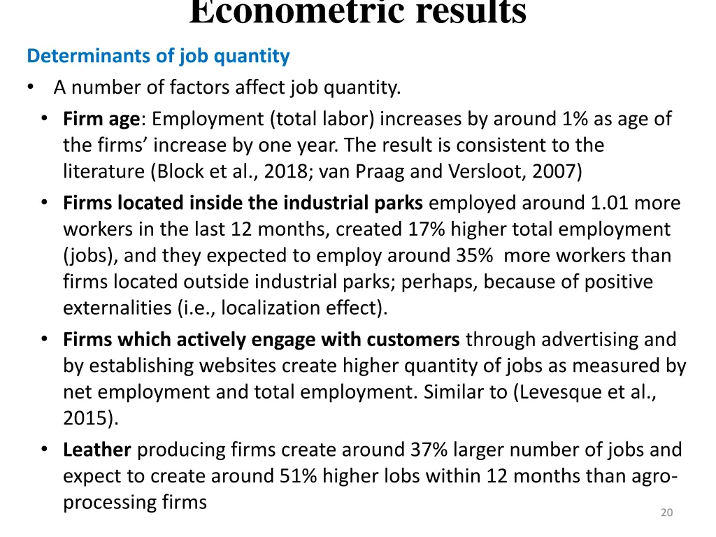 econometric results