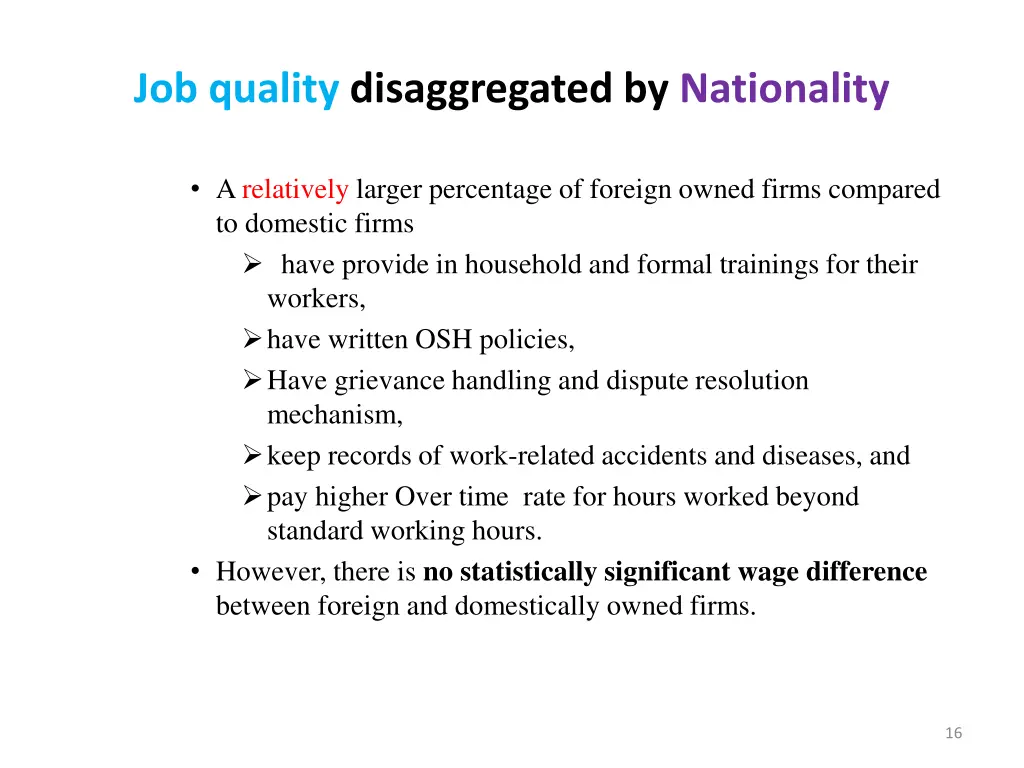 job quality disaggregated by nationality