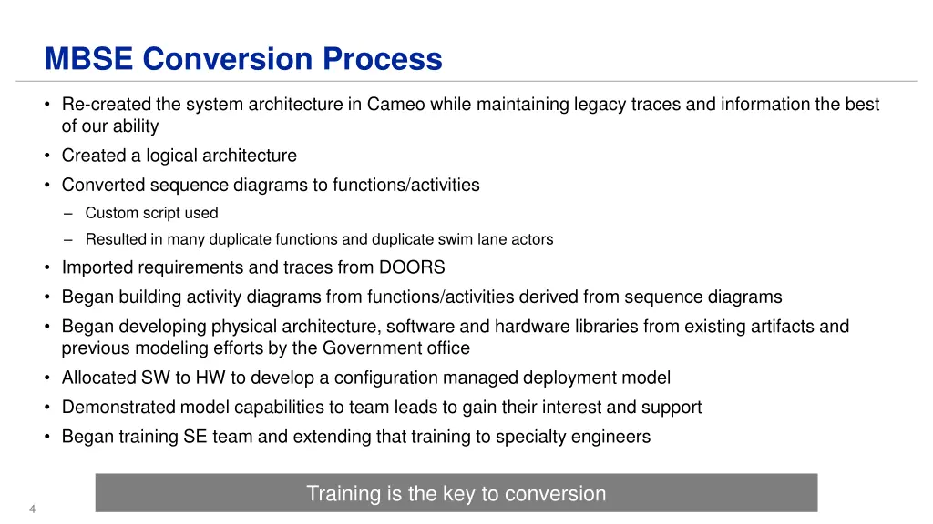 mbse conversion process