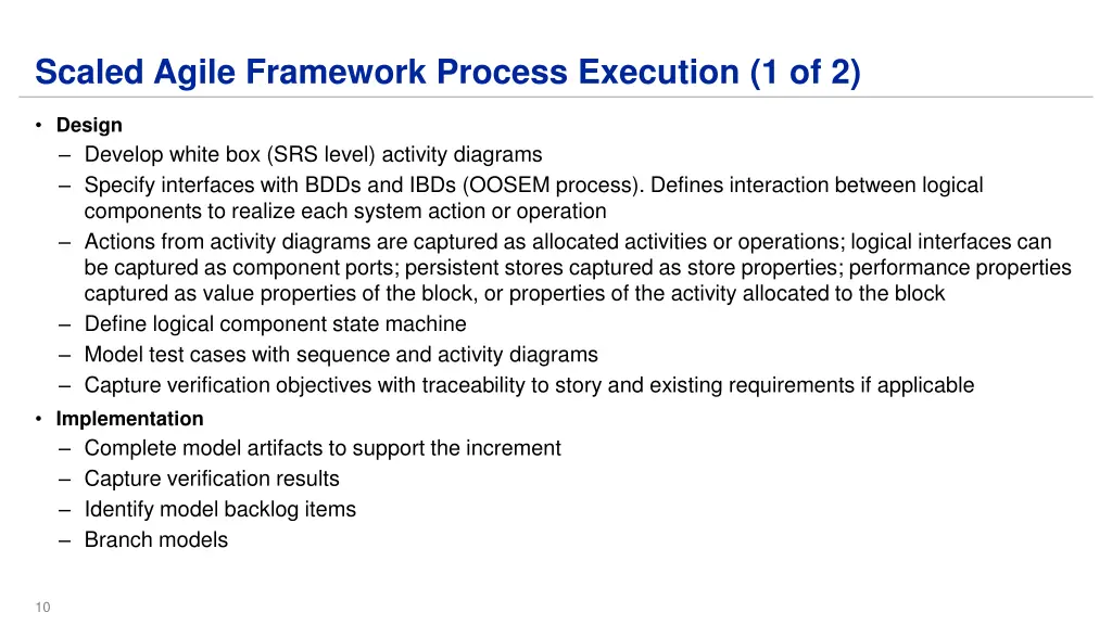 scaled agile framework process execution 1 of 2 1