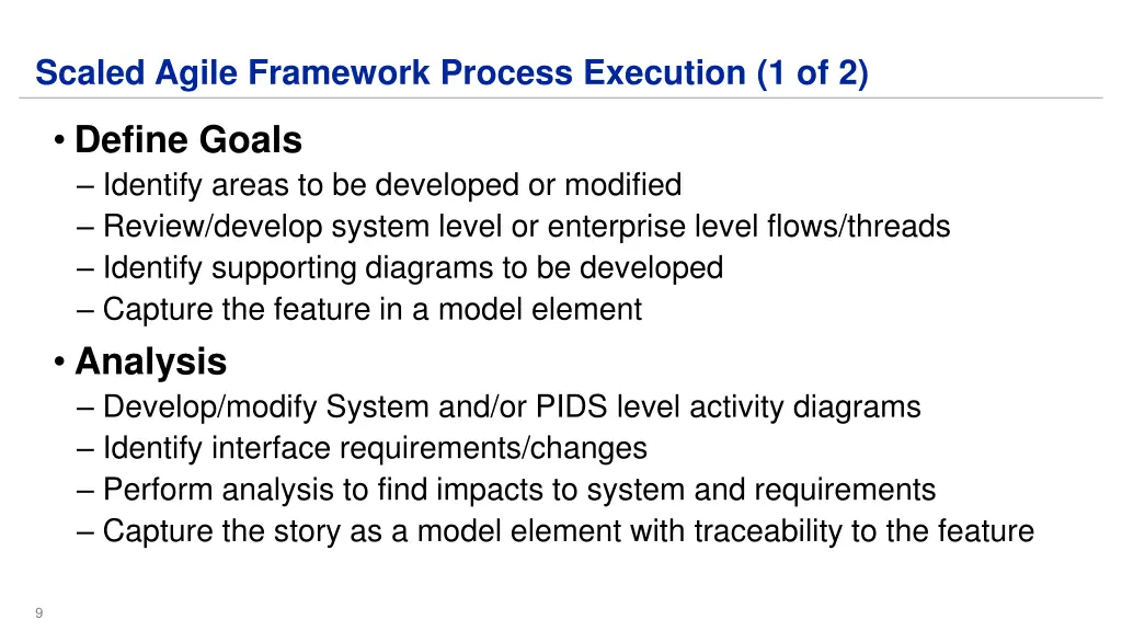 scaled agile framework process execution 1 of 2