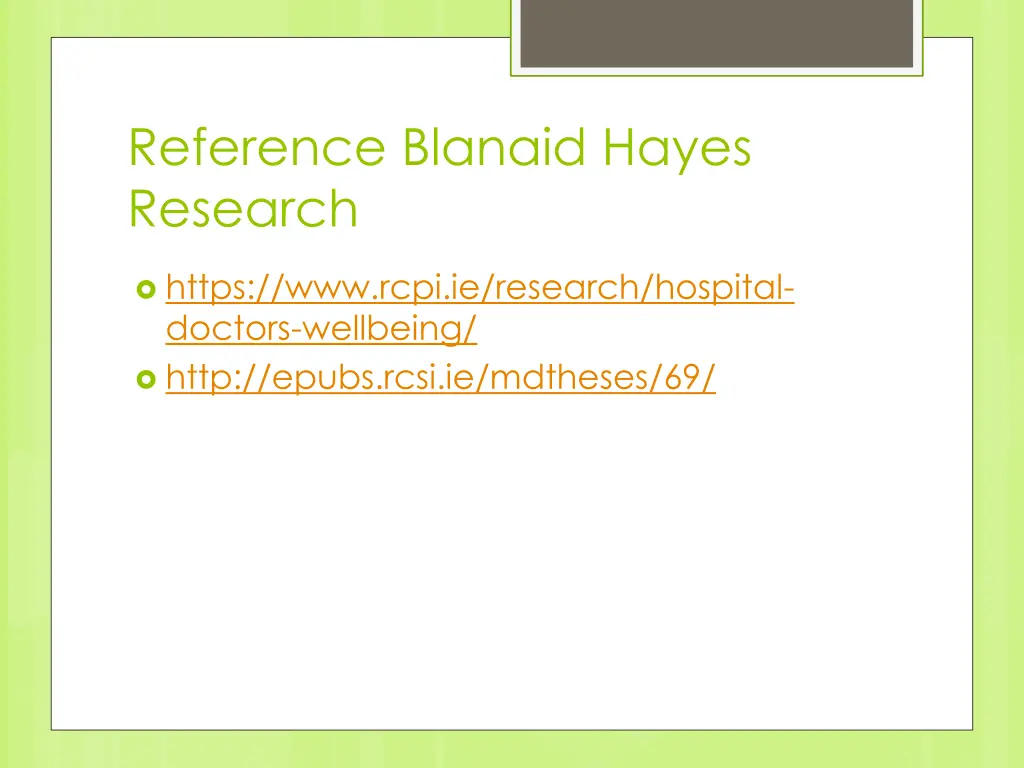 reference blanaid hayes research