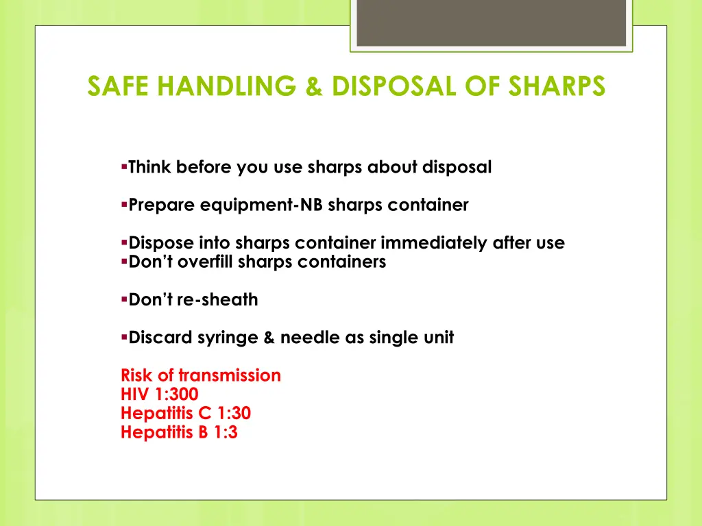 safe handling disposal of sharps